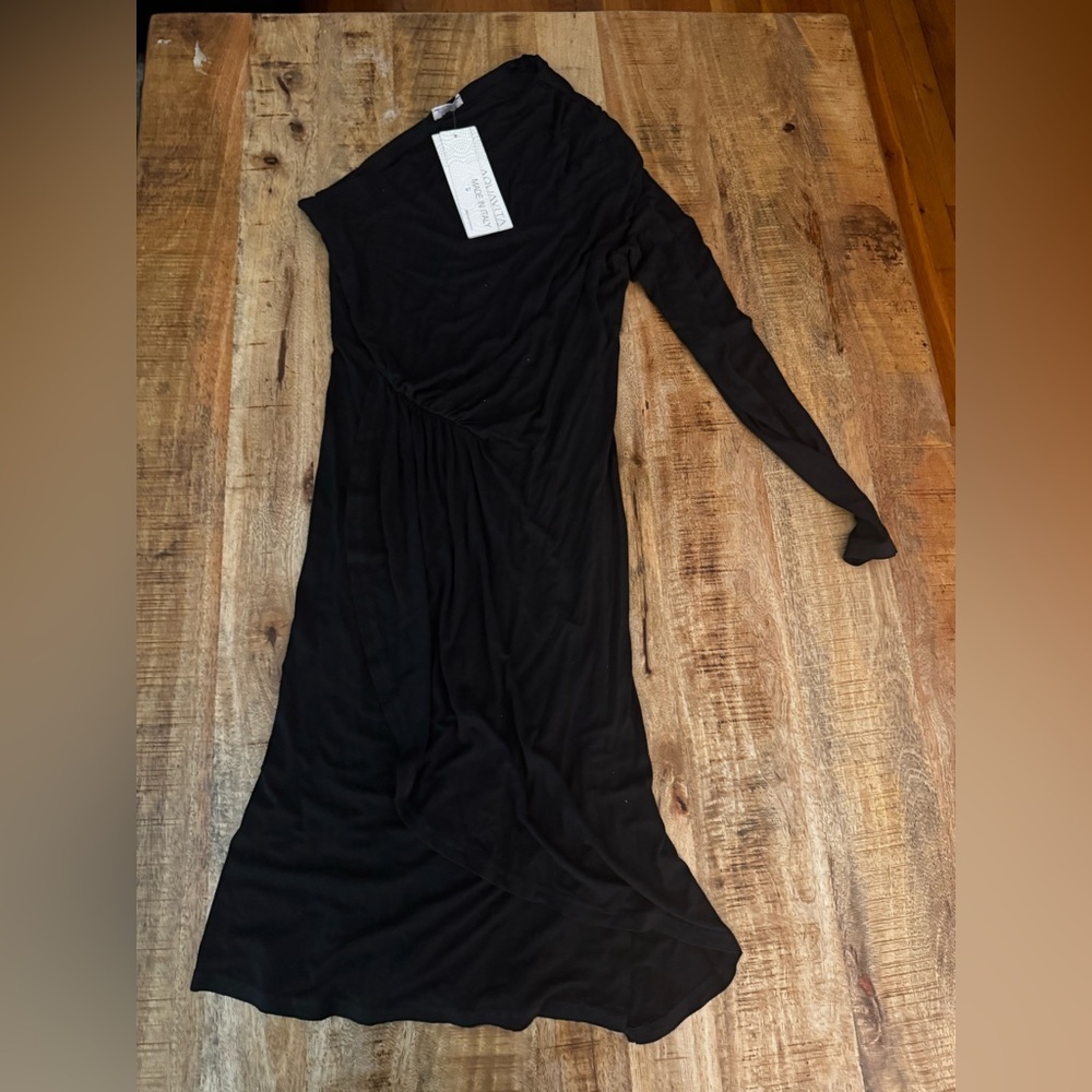 AquaVita Black Long Sleeve stretch midi  dress Made in Italy XL NEW tags NWT